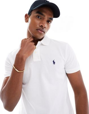Polo Ralph Lauren slim fit polo with logo in white - ASOS Price Checker