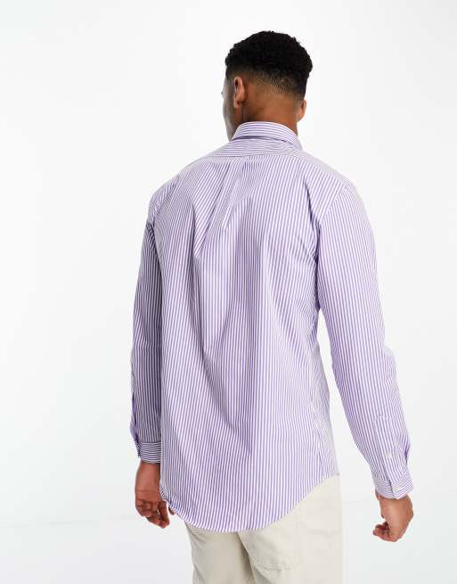 Polo Ralph Lauren slim fit poplin shirt in purple stripe with pony logo