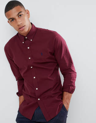 burgundy ralph lauren shirt mens