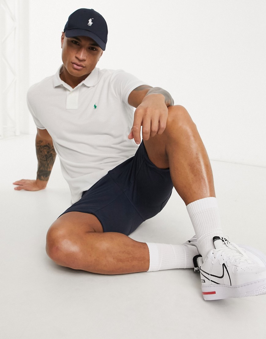 POLO RALPH LAUREN SLIM FIT RECYCLED POLYESTER EARTH PIQUE POLO IN WHITE WITH PLAYER LOGO,710751221002-US