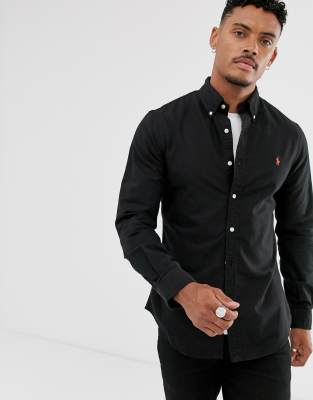 ralph lauren slim fit oxford shirt black