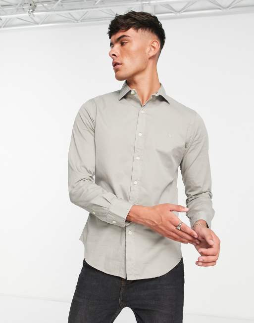 Polo Ralph Lauren slim fit shirt with pony logo in dark grey | ASOS