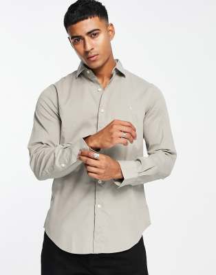 Polo Ralph Lauren slim fit shirt with pony logo in dark grey - ASOS Price Checker
