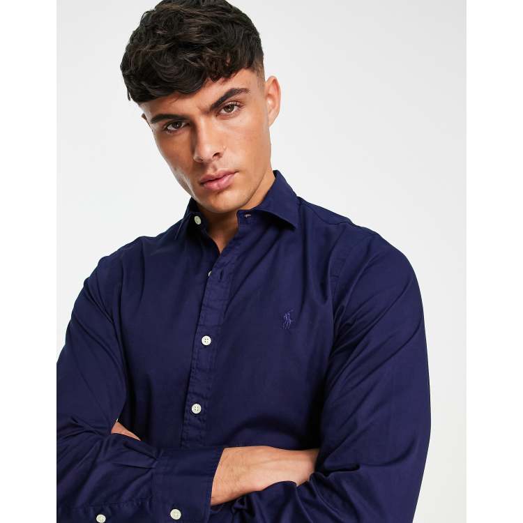 Polo Ralph Lauren slim fit shirt with pony logo in navy | ASOS