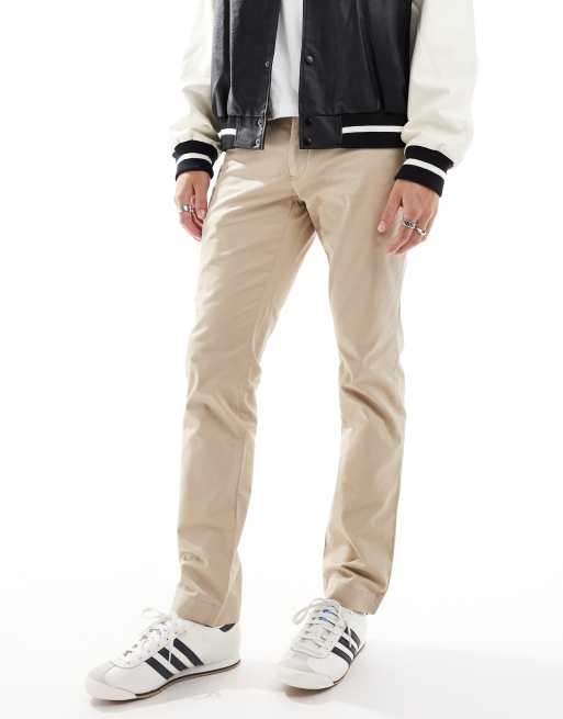 Slim Fit Twill Pants - Beige - Men