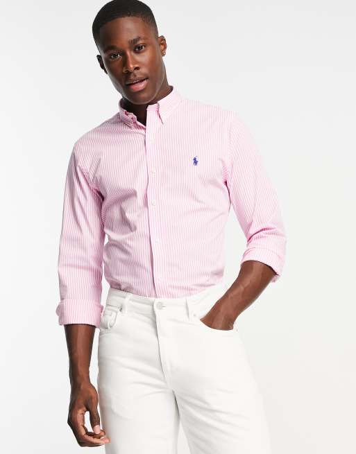 Pink and clearance white striped polo