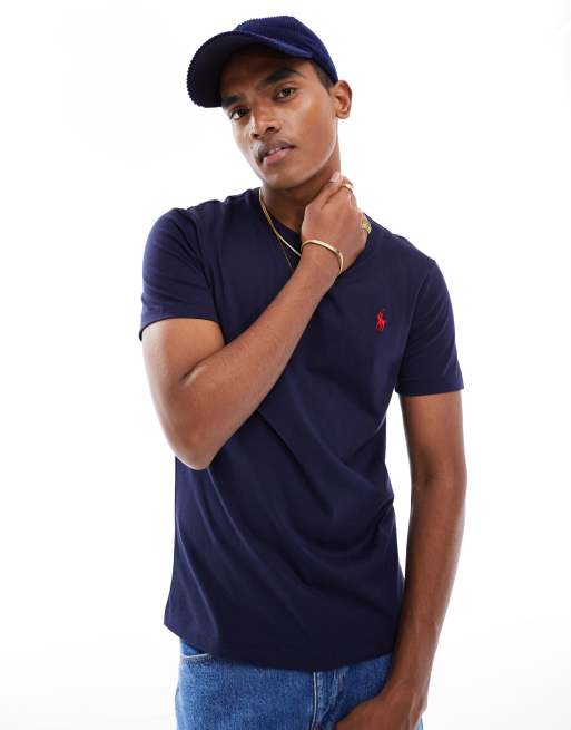 Polo Ralph Lauren slim fit t shirt with crew neck in navy