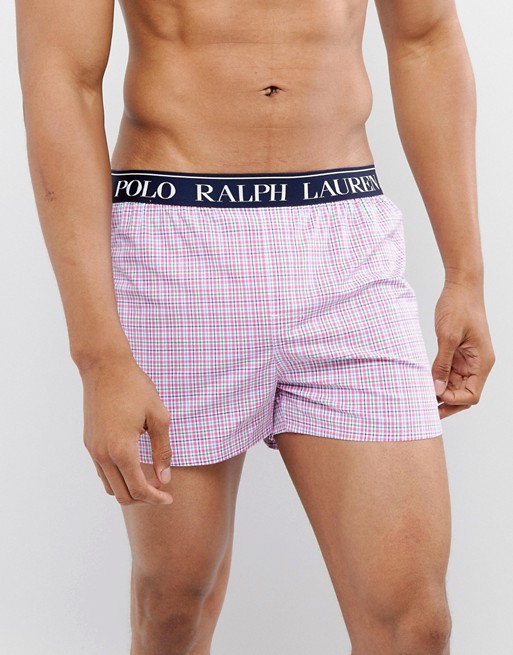 Polo Ralph Lauren Slim Fit Woven Boxers Logo Waistband in Red Small ...