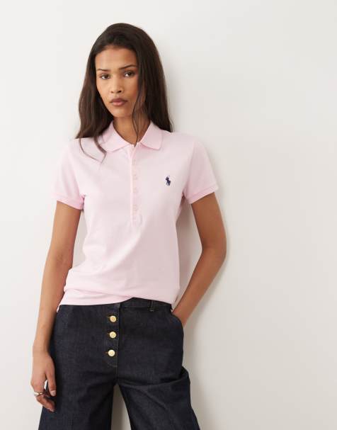 Polo Ralph Lauren slim short sleeve polo shirt in light pink - view 1