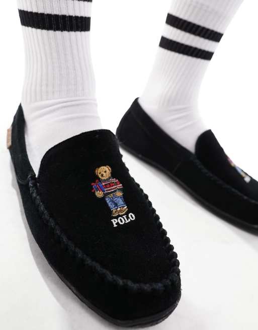 Polo Ralph Lauren slipper in black with bear logo