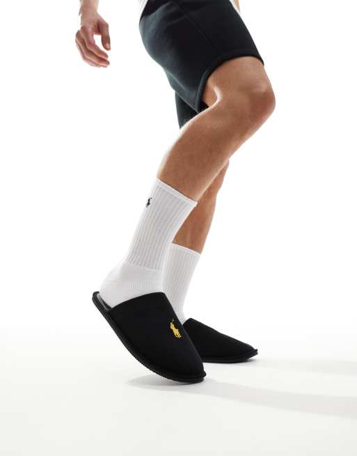 Polo Ralph Lauren slipper with gold logo in black, 2 of 4