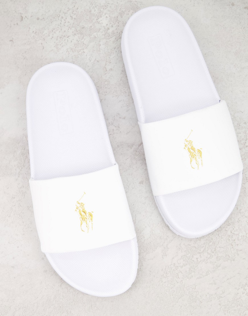 Polo Ralph Lauren - Slippers met logo in wit