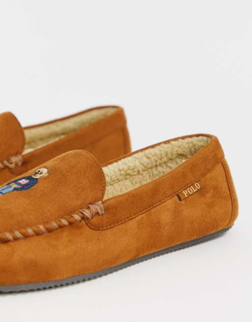 Polo Ralph Lauren slippers with american bear in tan