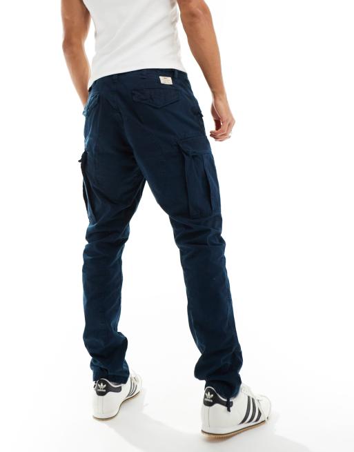 Polo Ralph Lauren slub canvas cargo pants slim fit in navy