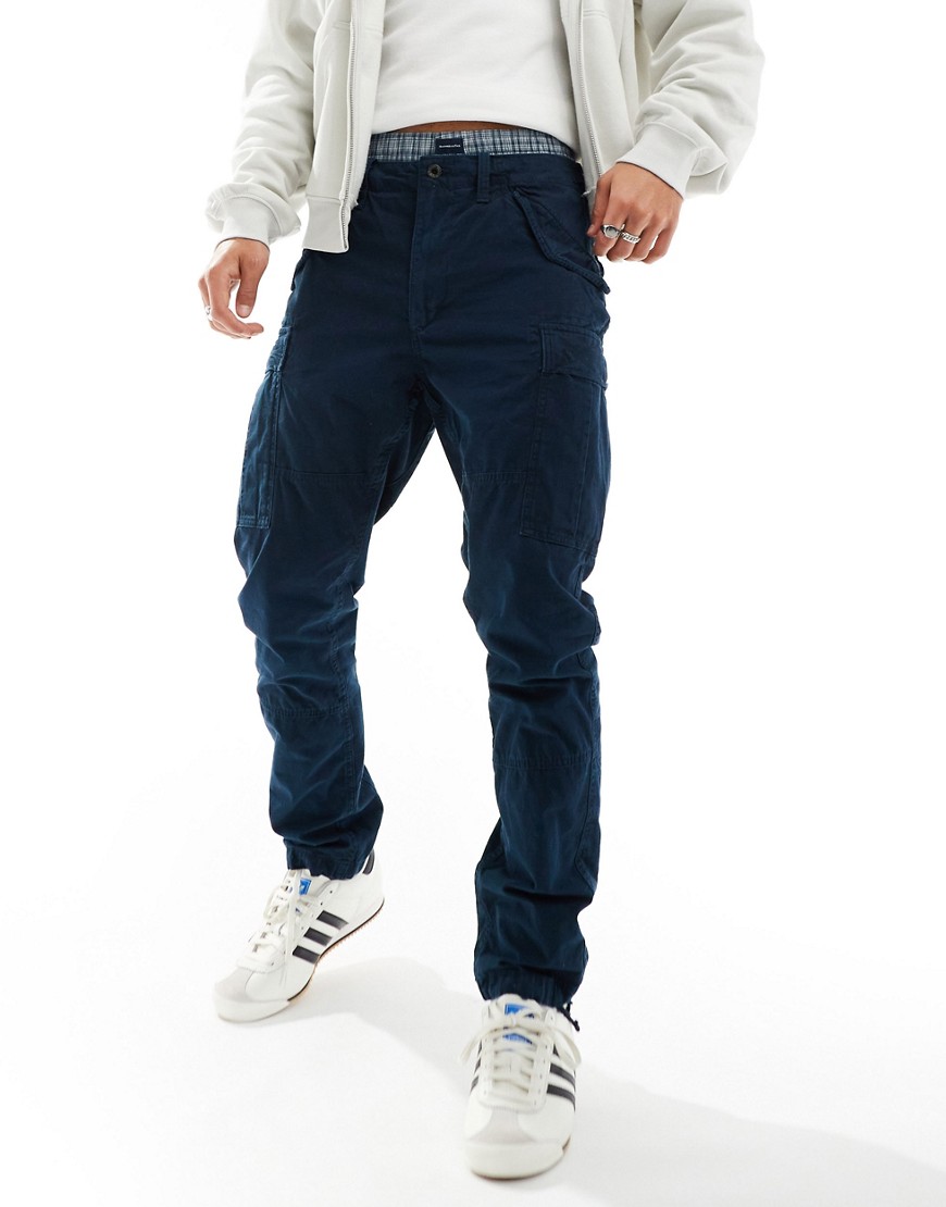 Polo Ralph Lauren slub canvas cargo trousers slim fit in navy