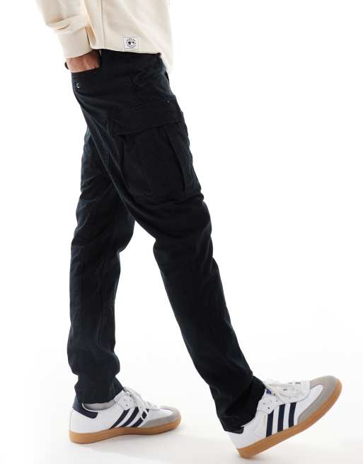 Polo Ralph Lauren slub canvas slim fit cargo trousers in black ASOS