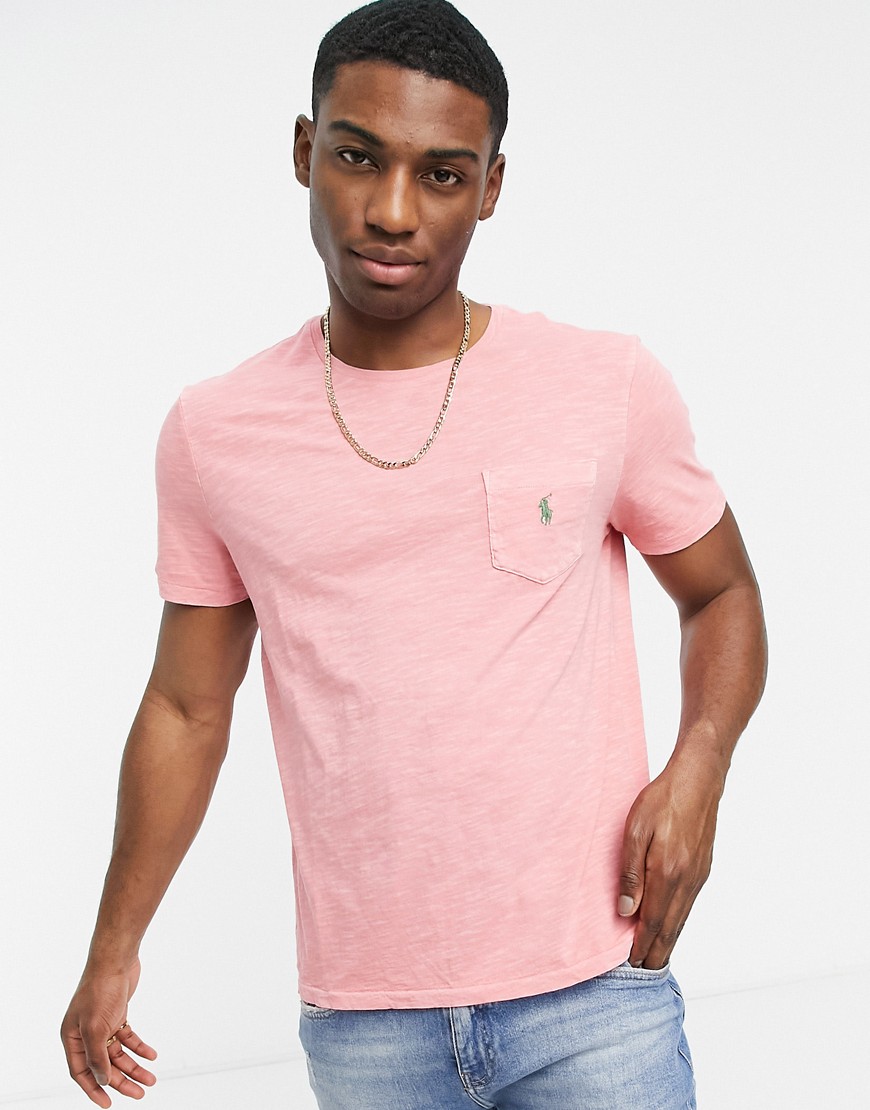 Polo Ralph Lauren slub jersey T-shirt in desert rose-Pink