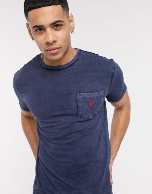 Polo Ralph Lauren slub player logo pocket t-shirt in navy | ASOS