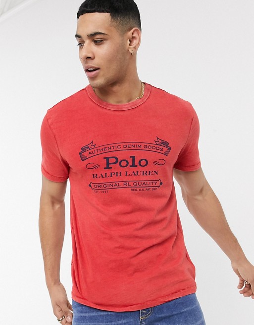 Polo Ralph Lauren slub retro denim logo t-shirt in red