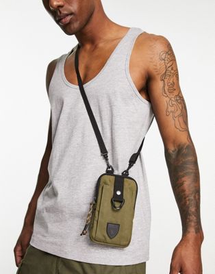 Polo Ralph Lauren small flight bag in olive green with pony shield logo