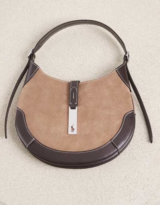 Polo Ralph Lauren small suede shoulder bag in brown, 3 of 4