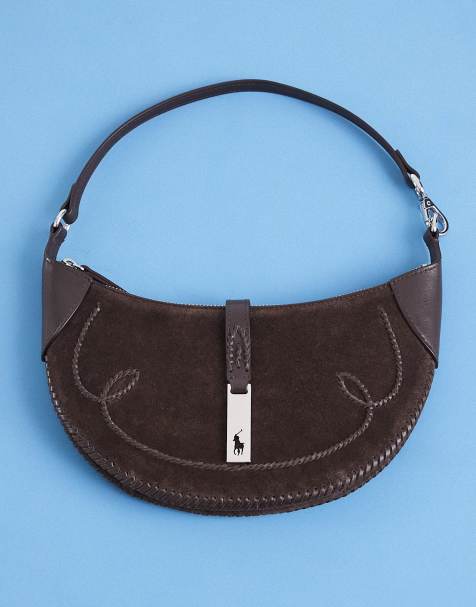 Polo Ralph Lauren small suede shoulder bag in dark brown - view 1