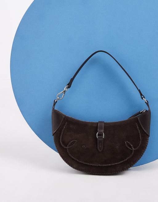 Polo Ralph Lauren small suede shoulder bag in dark brown, 3 of 4