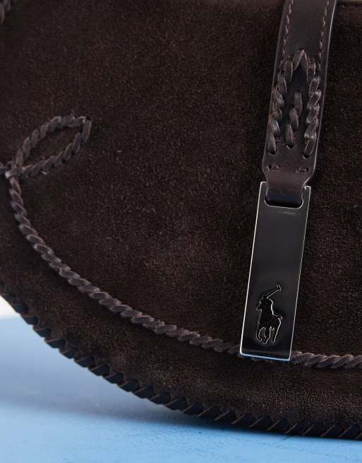 Polo Ralph Lauren small suede shoulder bag in dark brown, 4 of 4