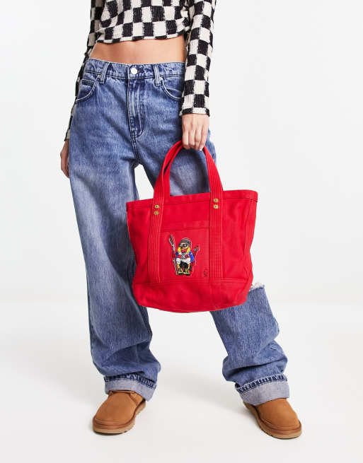 Ralph lauren red tote on sale bag