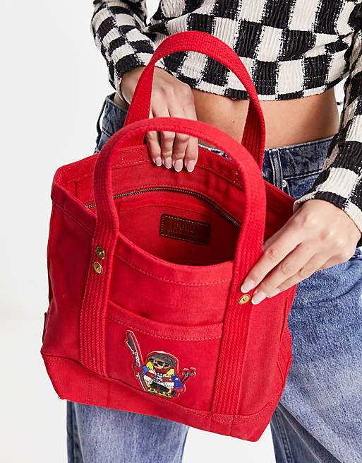 Polo Ralph Lauren small tote bag in red | ASOS
