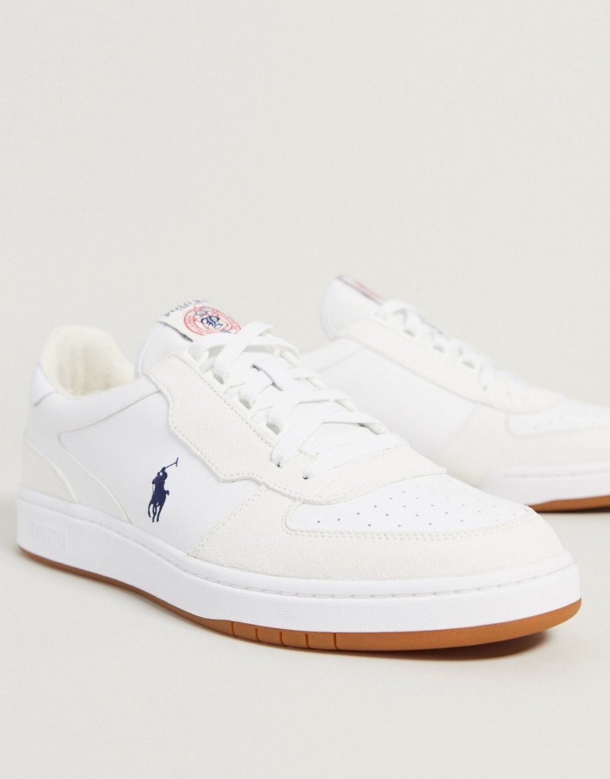 Polo Ralph Lauren - Sneakers bianche con logo blu navy-Bianco
