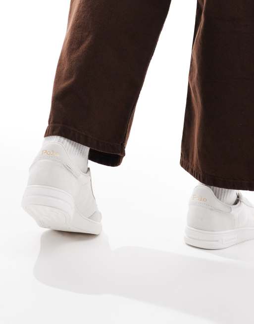 Polo Ralph Lauren - Sneakers in pelle e camoscio bianche, 4 di 5