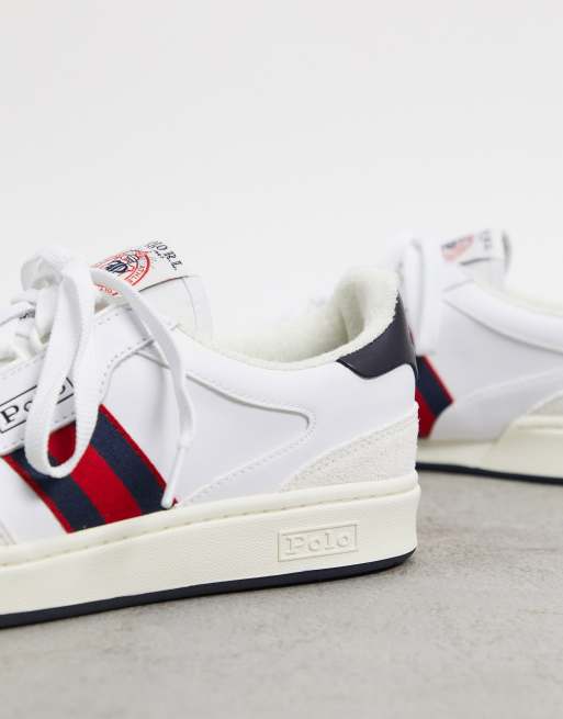 White shoes hotsell red stripe