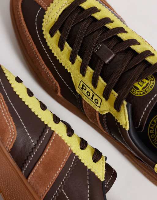 Polo Ralph Lauren - Sneakers stringate marroni e gialle, 2 di 5