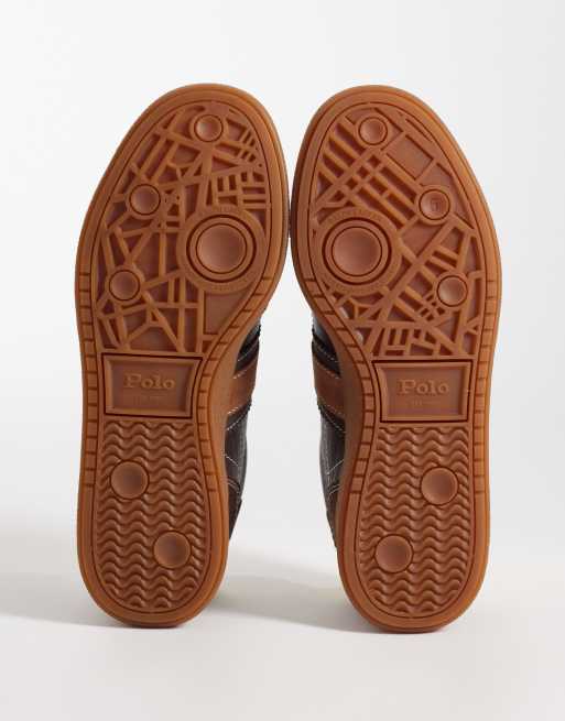 Polo Ralph Lauren - Sneakers stringate marroni e gialle, 5 di 5