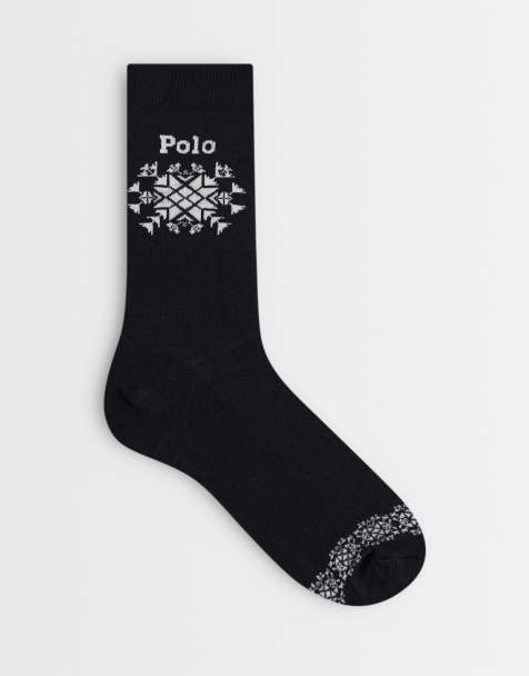 Polo Ralph Lauren snow print crew socks in black - view 1