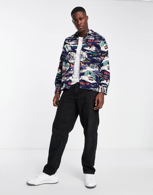 Polo Ralph Lauren snow traverse print fine cord shirt classic fit in multi  | ASOS