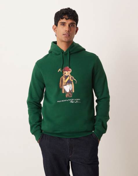 Polo Ralph Lauren society bear print hoodie in green - view 1