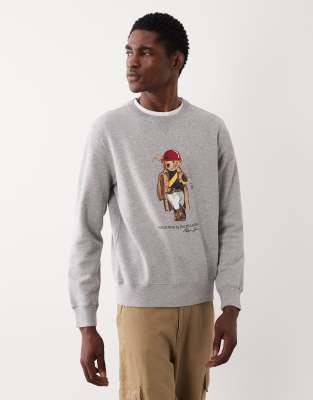 Polo Ralph Lauren Men's Grey Society Bear Print Shirt In