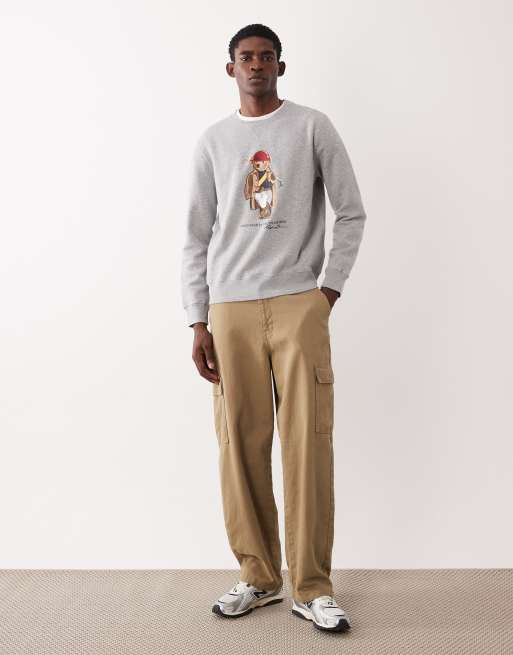 Polo Ralph Lauren society bear print shirt in grey, 2 of 5