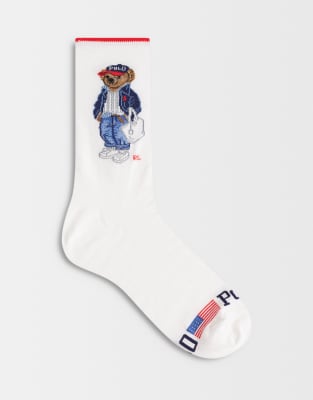 Polo Ralph Lauren - Socken in Creme mit Bärenlogo-Weiß
