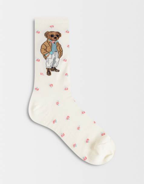 Polo Ralph Lauren – Socken in Cremeweiß mit Bären-Logoprint - view 1