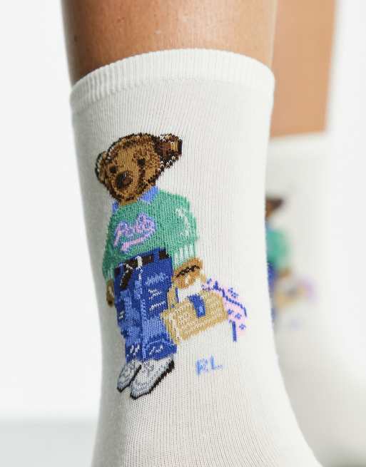 Polo Ralph Lauren – Socken in Cremeweiß mit Jeans-Bär-Logo, 3 von 4
