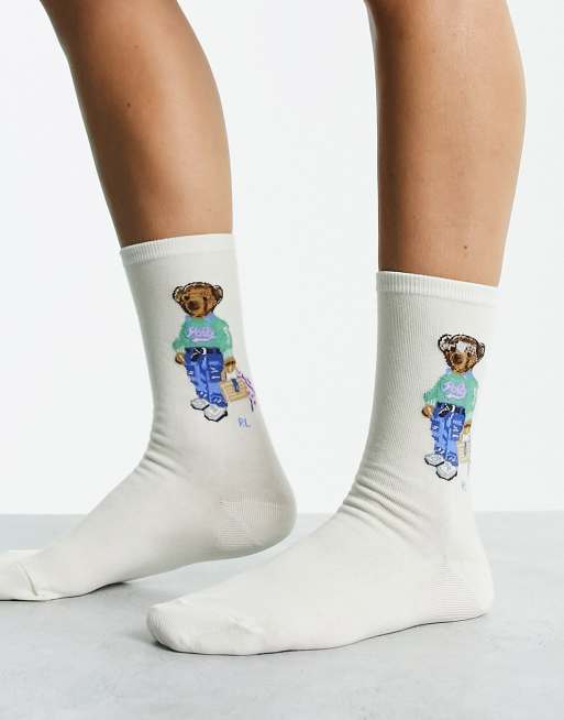 Polo Ralph Lauren – Socken in Cremeweiß mit Jeans-Bär-Logo, 4 von 4