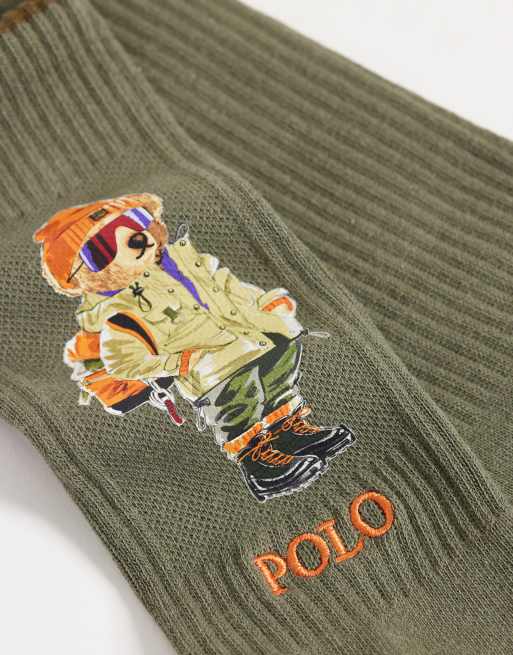 Polo Ralph Lauren Socken mit Bärenprint in Khaki, 2 von 3