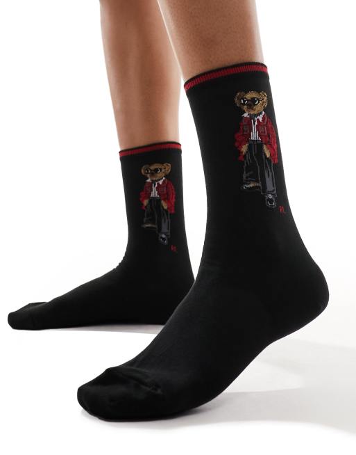 Polo Ralph Lauren socks with bear in black | ASOS