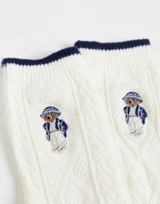 Polo Ralph Lauren sok med logo-bjørn i råhvid, 2 af 3
