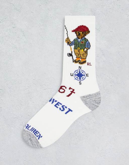 Polo Ralph Lauren - Sokken in wit met logo en vissersbeertje