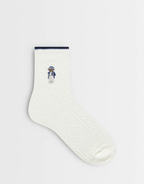 Polo Ralph Lauren sokken met logo en beer in ecru - view 1