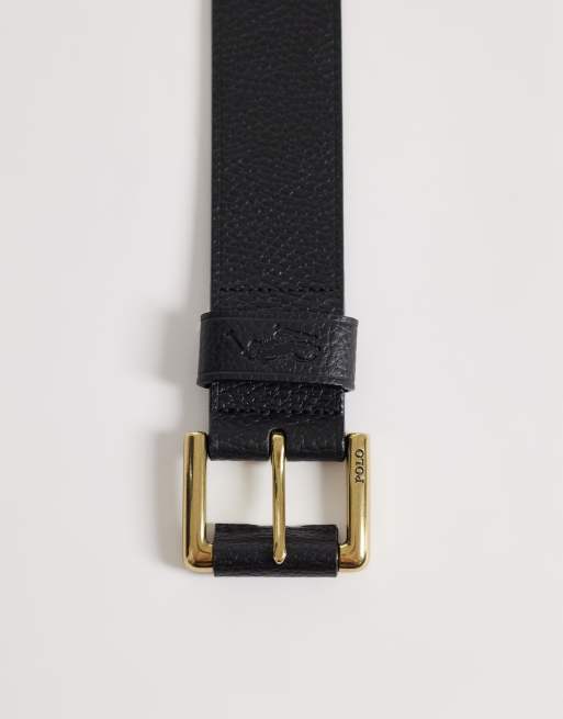 Polo Ralph Lauren - Sort bælte i tekstureret læder med logoikon, 2 af 3